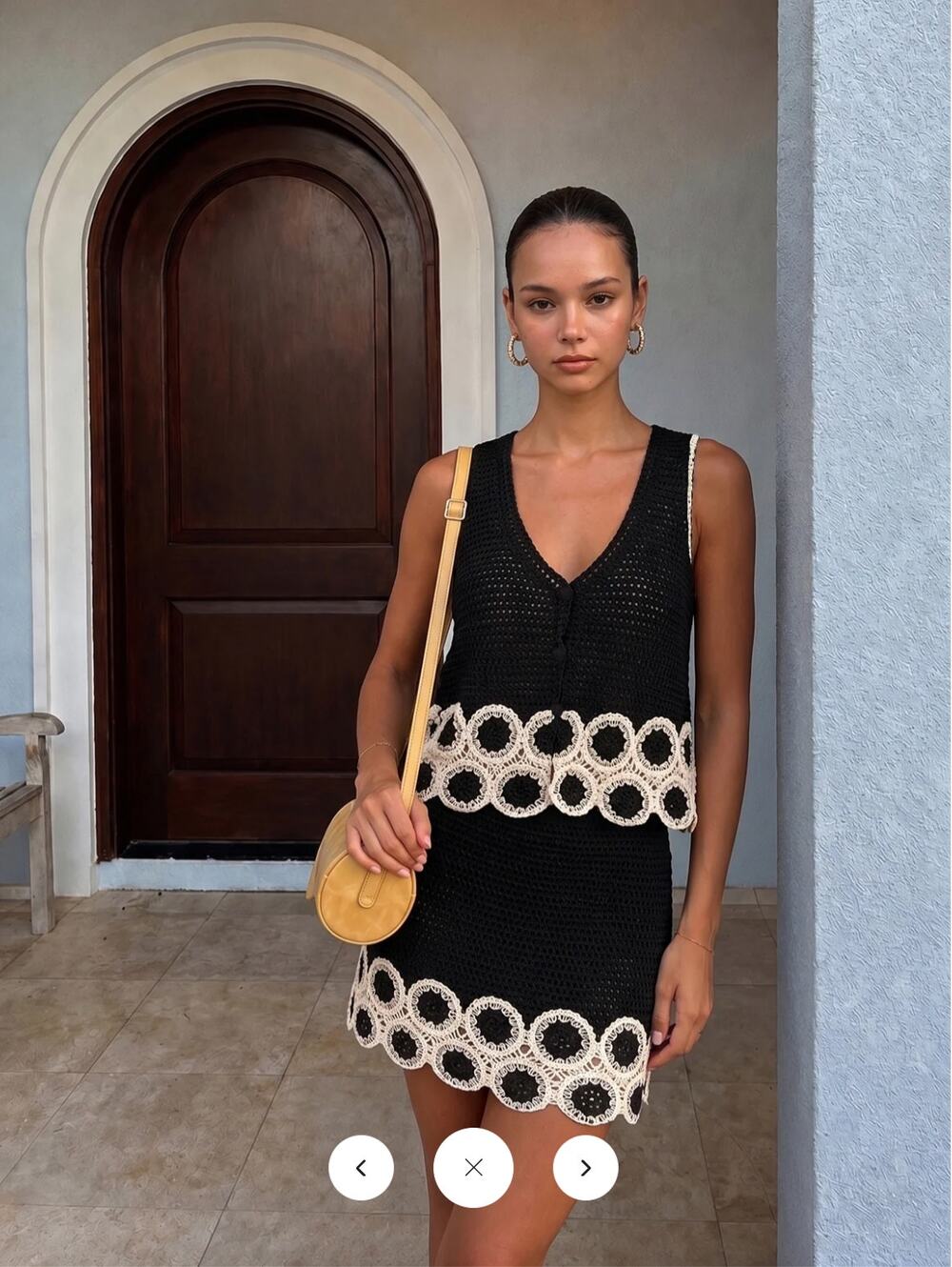 NWT Commense Crochet Lace Trim Sleeveless Vest & Mini Skirt Set Sz M